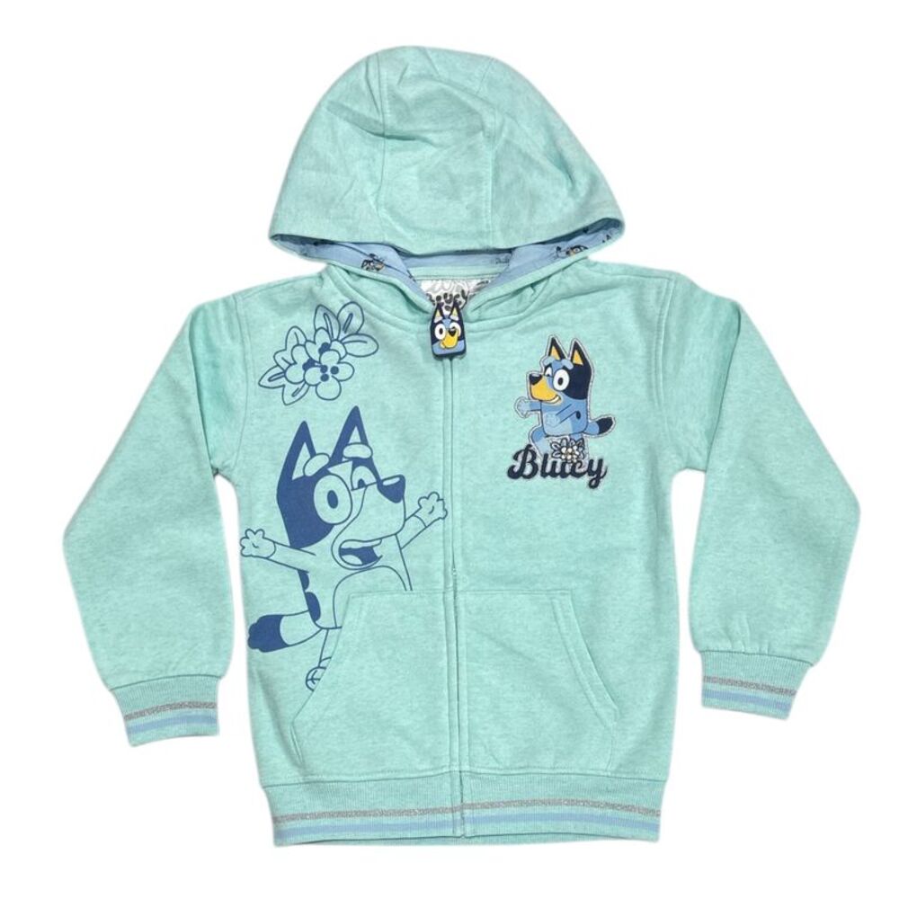 Licensed Girl's Character Full Zip Lightweight Hoodie with Pockets - Bluey